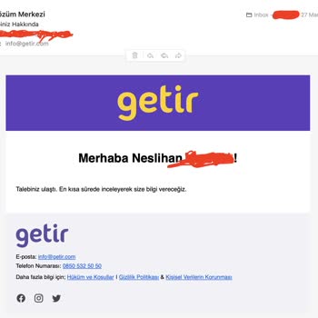 Getir Para İademi Yapmıyor.