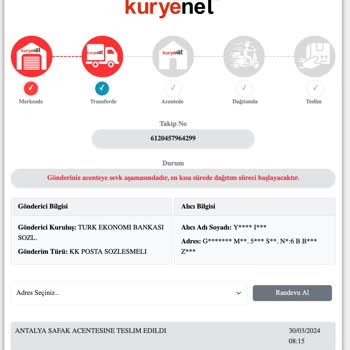 Kuryenet Antalya'da Kurye Şubesi Teslimat Gecikmesi Yaşatıyor