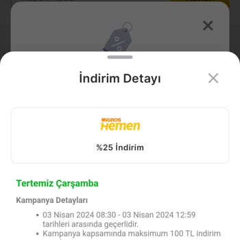 Migros Hemen Tertemiz Çarşamba İndirimi Kullandırmıyor!