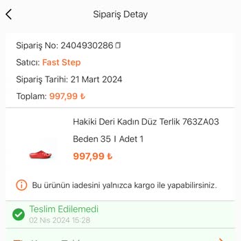 FLO Ayakkabı FLO Ürünü Göndermediği Gibi, Bilgi De Vermiyor.