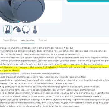 A101 Aldığım Sony WH-CH520 Kulaklık İade Sorunu.