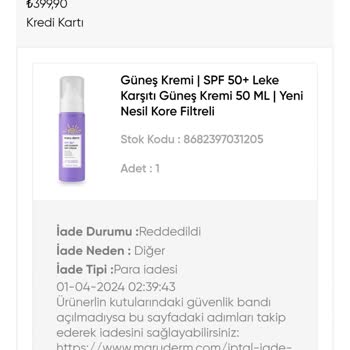 Maruderm Satıcının Keyfi İade Prosedürü