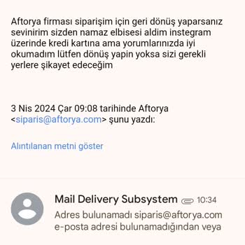 Aftorya Giyim Güvenilir Bir Site Değil Lütfen Geri Dönüş Sağlayın