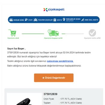 ÇiçekSepeti Arızalı Ürüne İade Kabul Edilmedi, Teslim Edilmeden Edildi Görünüyor