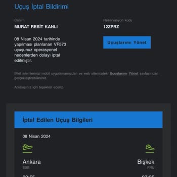 Ajet Sefer İptalinden Ötürü İademi Sağlamıyor