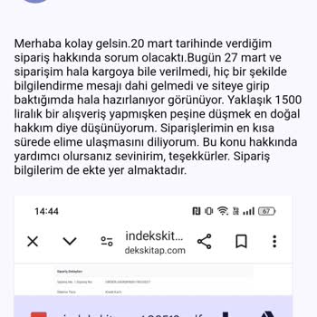 İndeks Kitap Siparişimin 13 Gündür Gönderilmemesi