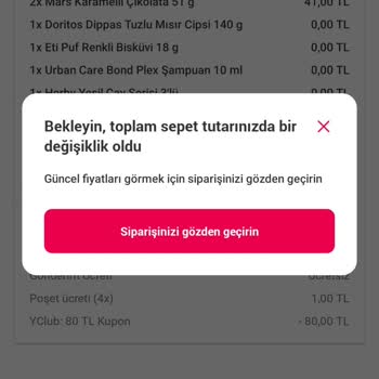 Yemeksepeti Market Sipariş Sorunu Ve Eksik Ürün!
