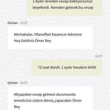 Ofansifbet İsimli Site Hesabımı Kilitledi 1 Aydır Kazancımı Göndermedi