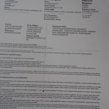 TCL TV 50p725 Yetkili Servis Tamir Edilemez İade Kutusu Yok İade Reddi