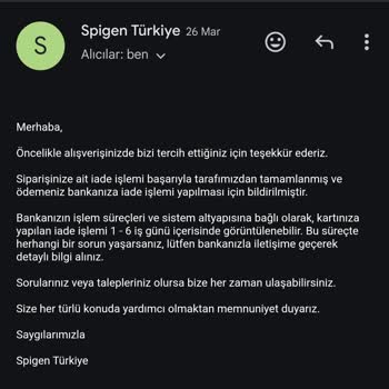Spigen Ürünü Göndermiyor Ayrıca İptal Ürüne Para İadesini Yapmıyor