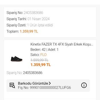 FLO Ayakkabı FLO Ücret İadesi İle İlgili Sürecin Hızlandırmasını İstiyorum