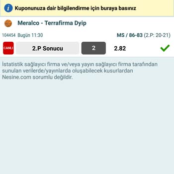 Nesine.com Da Kazanmış Kupon Oranını 1 Olarak Gösterme