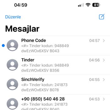 Получено множество кодов Tinder с разных номеров