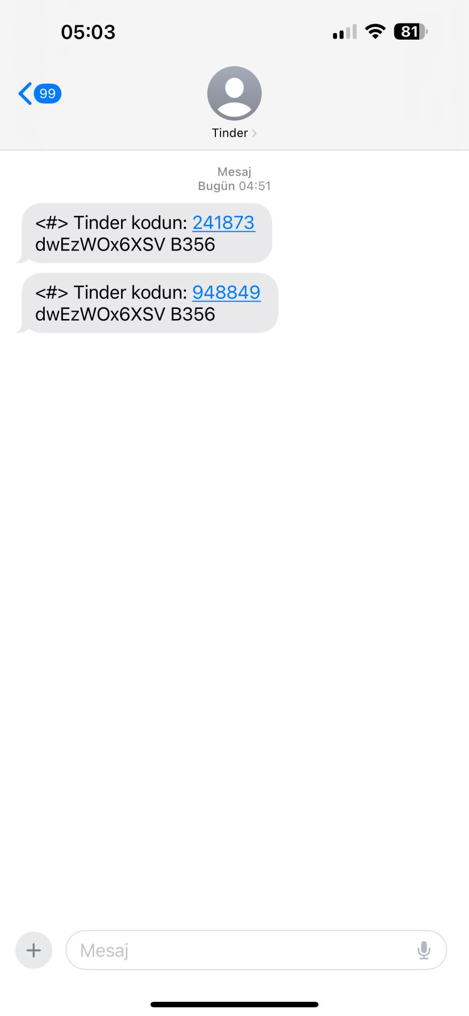 Получено множество кодов Tinder с разных номеров - Xolvie