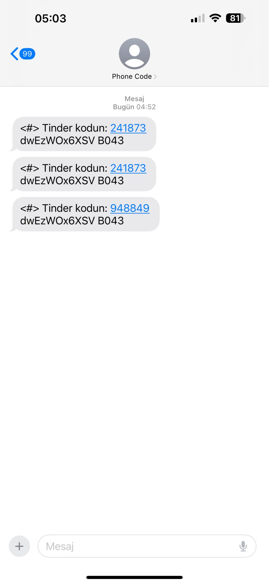 Получено множество кодов Tinder с разных номеров - Xolvie