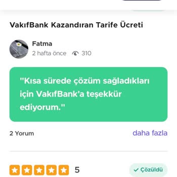 VakıfBank Kazandıran Tarife Ücreti İade