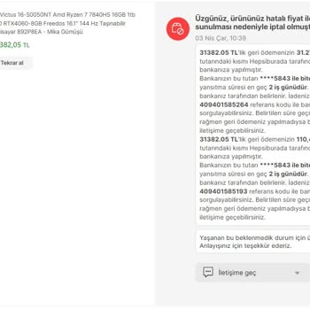 Hepsiburada İsteğim Dışında Sipariş İptali