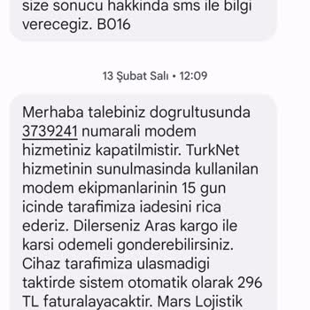 TurkNet Modem Ceza Ücreti