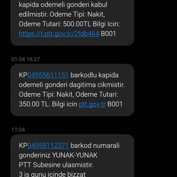 PTT Kargo PTT'dan Gelen Alıcısı Olmadığım Kargo Hakkındaki SMS Bilgilendirmeleri