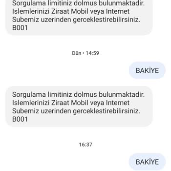 Ziraat Bankası Sorgulama Limiti Şikayeti