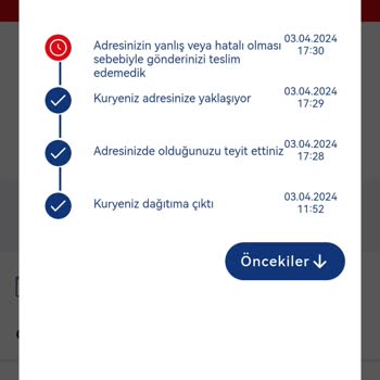 Aras Kargo, Adresin Hatalı Olması Mesajı.