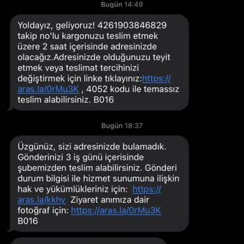 Aras Kargo Evde Olmama Rağmen Kargomu Getirmedi.