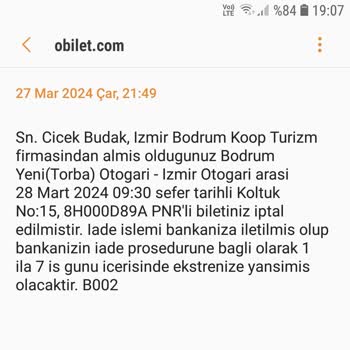 Obilet.com Paramı Geri İade Etmiyor.