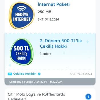 Kazandırio 500 TL'lik Çekiliş Hakkı Kazandım Sonuç Alamadım