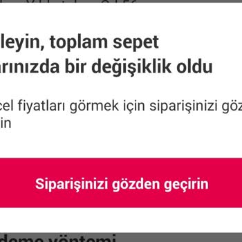 Yemeksepeti Market Siparişinizi Gözden Geçirin Sorunu