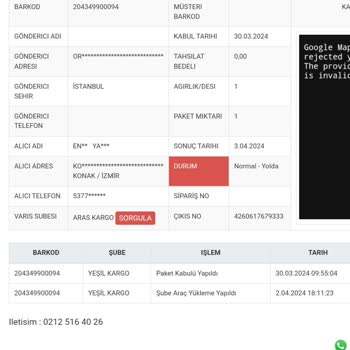 Yeşilkar Kargo Aşırı Yavaş Hareket Ediyor