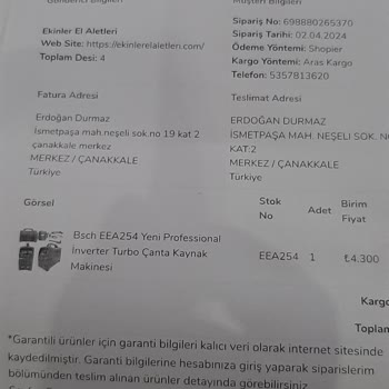 Ekinler Profesyonel El Aletleri Aynı Ürün Farklı Ücret