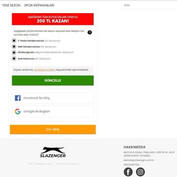 Slazenger Üye Yapıp İndirim Vermiyor
