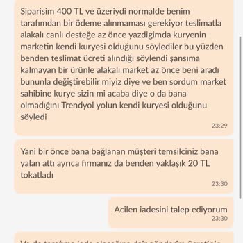 Trendyol Hızlı Market Trendyol Gönün Son Dakika Fazla Ücret Çekmesi Ve Bunu İade Etmemesi