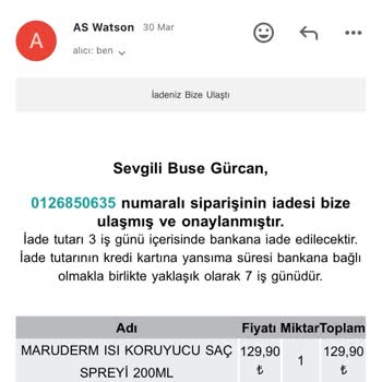 Watsons Eksik Ücret İadesi