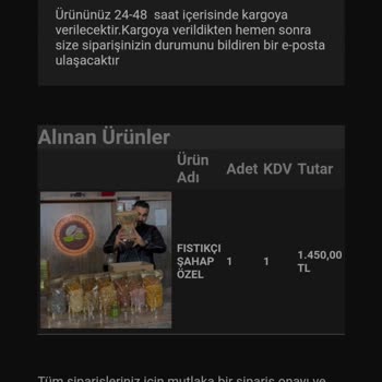 Fıstıkçı Şahap Bey Siparişim Kargoya Verilmedi