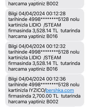Bershka Şüpheli İşlem Kredi Kartı