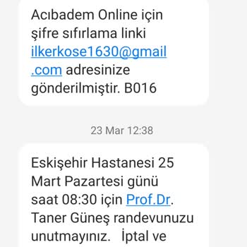 Eskişehir Acıbadem Hastanesi 25.03.2024 Tarihinde Ortopedi Bölümüne R