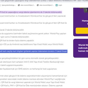 Yapı Kredi Bankası Word Card Taksitlendirmeme Hatası