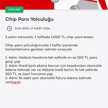 Akbank Tanımladığı Chip Paramı Geri Aldı.
