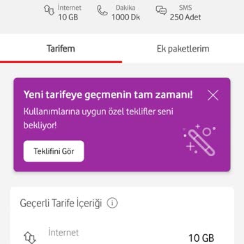 Vodafone'un Taahhütname Süresi Bitmeden Başka Tarifeye Geçirmesi