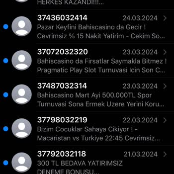 Vodafone Bahis Sitelerinden Gelen Mesajlar