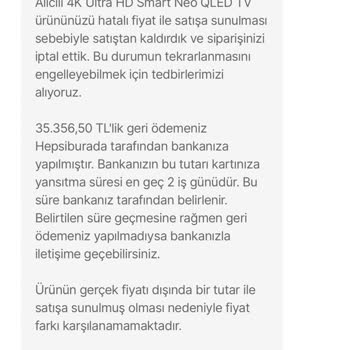 Hepsiburada Aldığım TV'yi İptal Etti