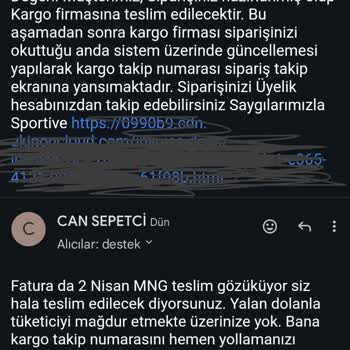 Sportive Siparişim Kargolanmadı, Bilgi Karmaşası Yaşıyorum!