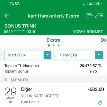 Garanti BBVA Yıllık Kart Ücreti