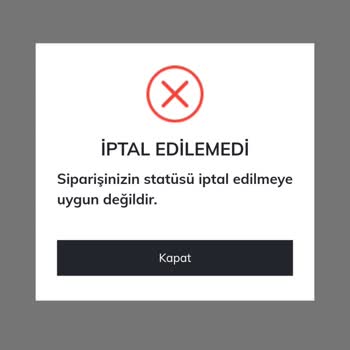 DeFacto Siparişi İptal Edemiyorum.