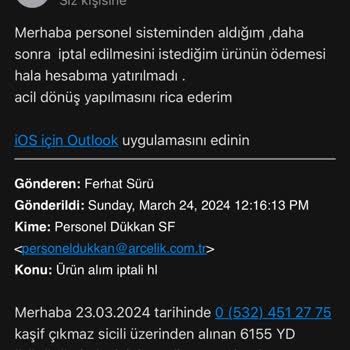 Arçelik İade Ürün Parasını Vermiyor