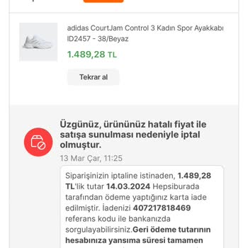 Sporalisverisim.com Devamlı Yanlış Fiyat Denilerek İptal Edilen Ürünlerim