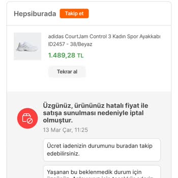 Sporalisverisim.com Devamlı Yanlış Fiyat Denilerek İptal Edilen Ürünlerim