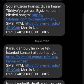 Biletinial.com SMS İptal Başvurusu