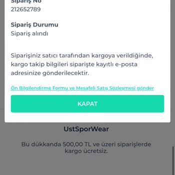 Ust Spor Wear Ürün Elime Ulaşmadı